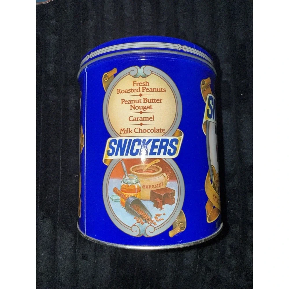 Vintage 1987 Snickers Snack Bars Mars Metal Tin Can 7.5